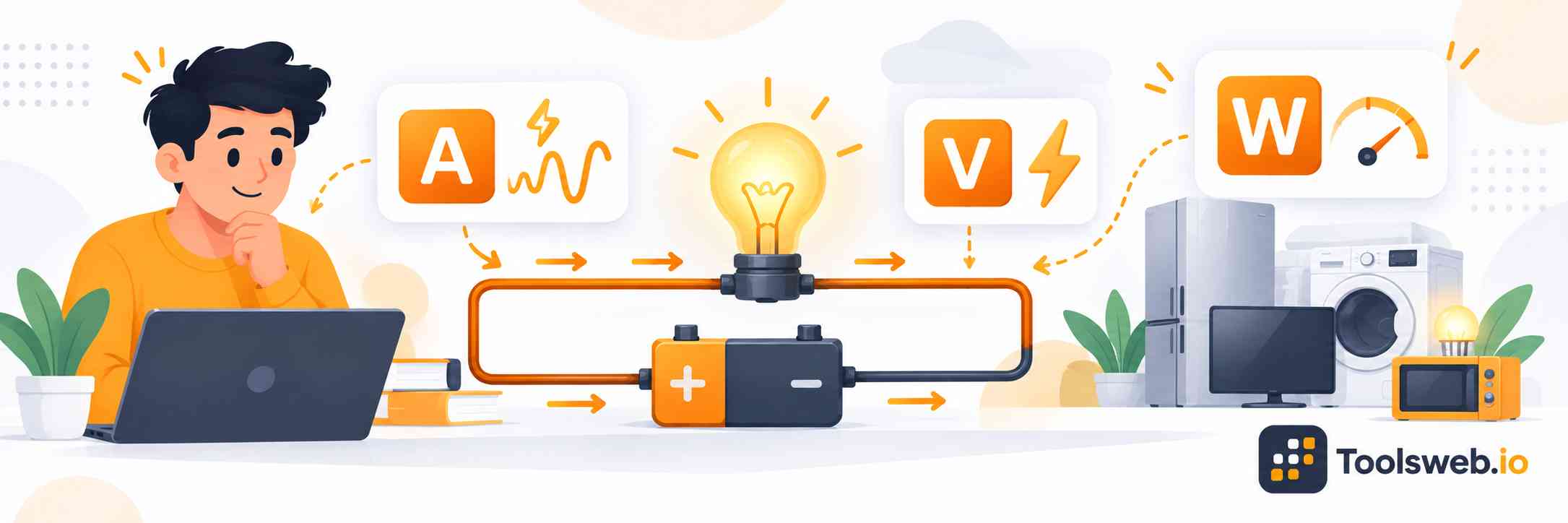Amps to Watts Converter for converting electrical current in amps to power in watts.