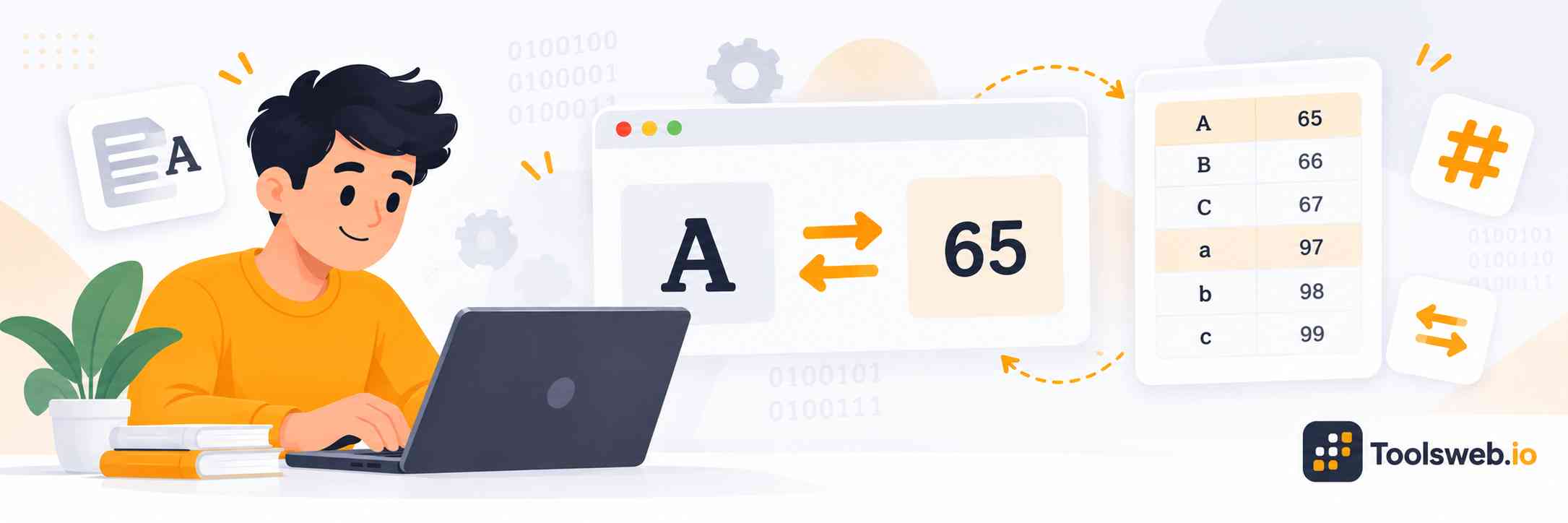 ASCII to Text Converter converting ASCII character codes into readable text with a digital conversion interface.