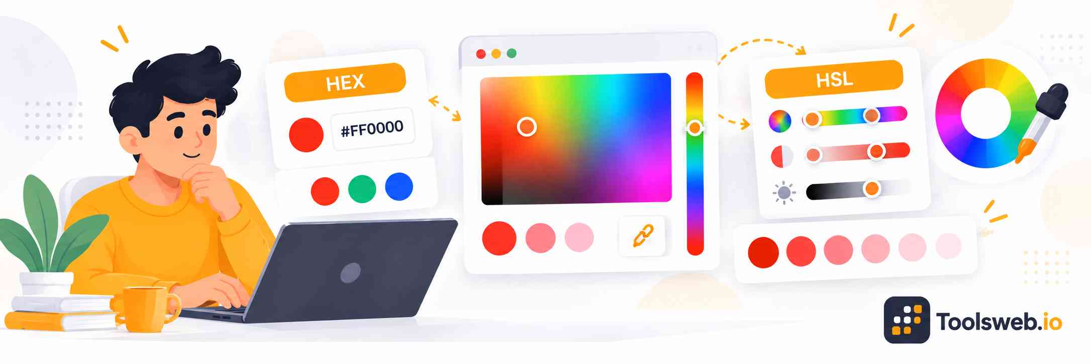 HEX to HSL Converter tool for converting HEX color codes into HSL values
