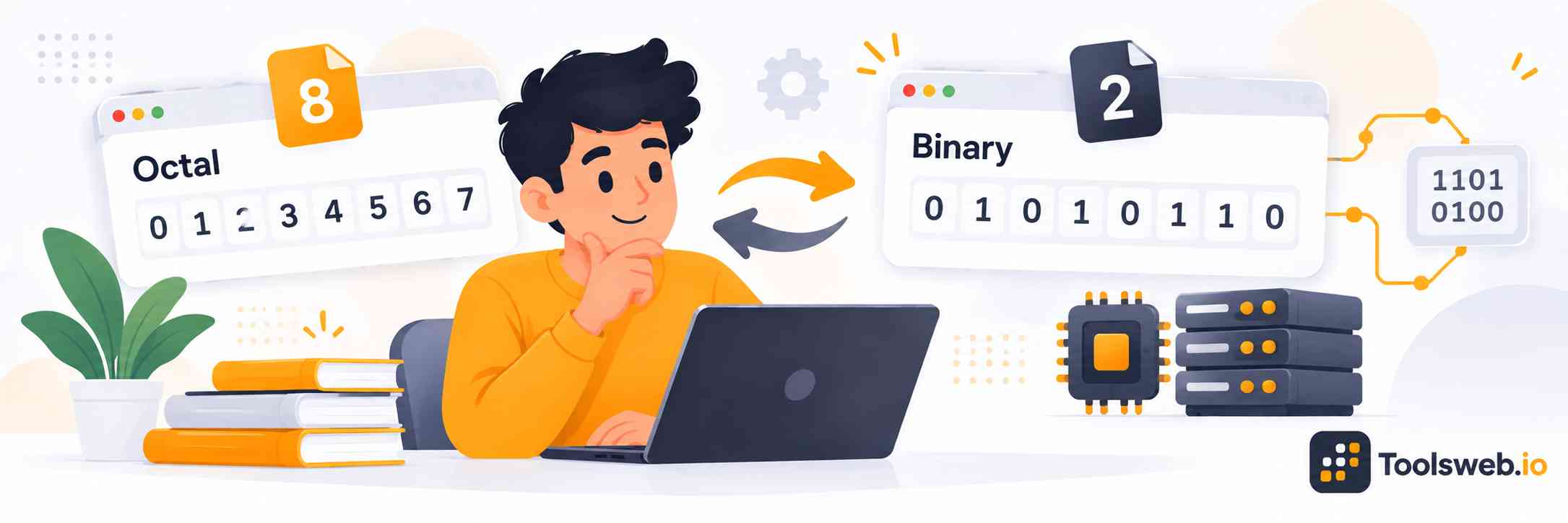 Octal to Binary Converter converting octal numbers into binary format with a digital conversion interface.