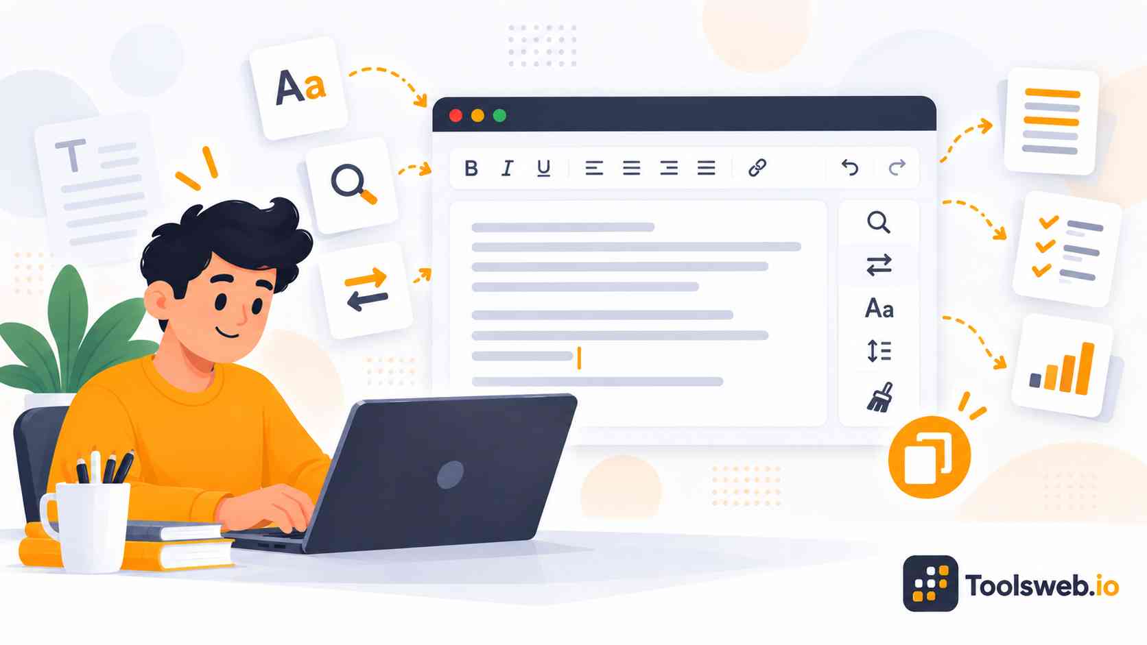 Online Text Editor for writing, formatting, editing, and organizing text with built in editing tools.