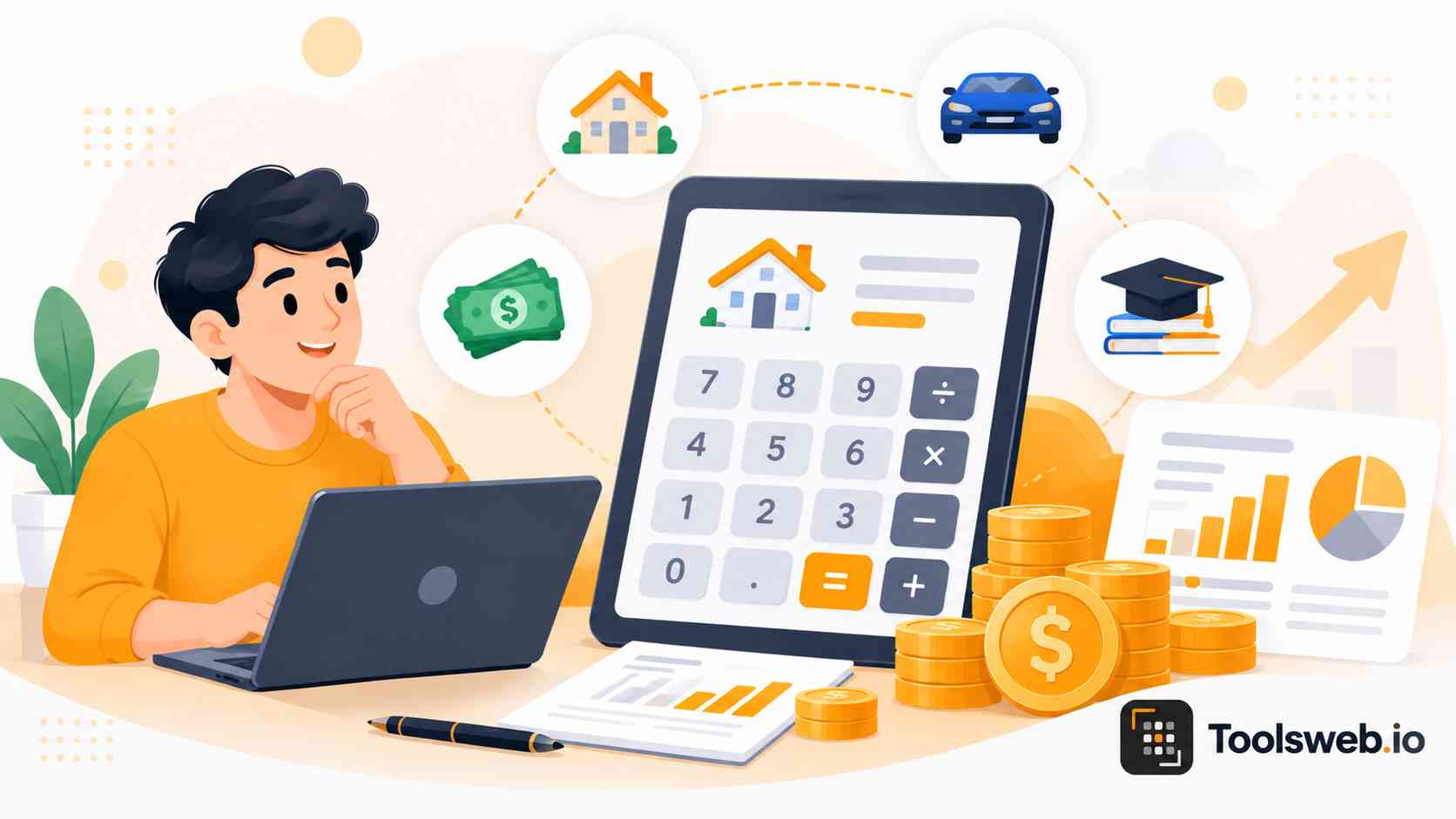 Loan Calculator showing loan payments, borrowing costs, financial planning, and repayment calculations.