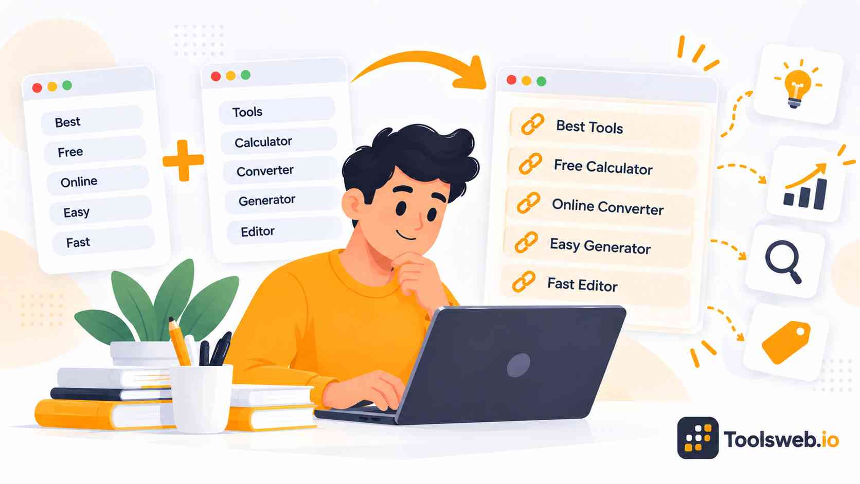 Merge Words tool combining words and related terms into optimized phrases or text combinations.