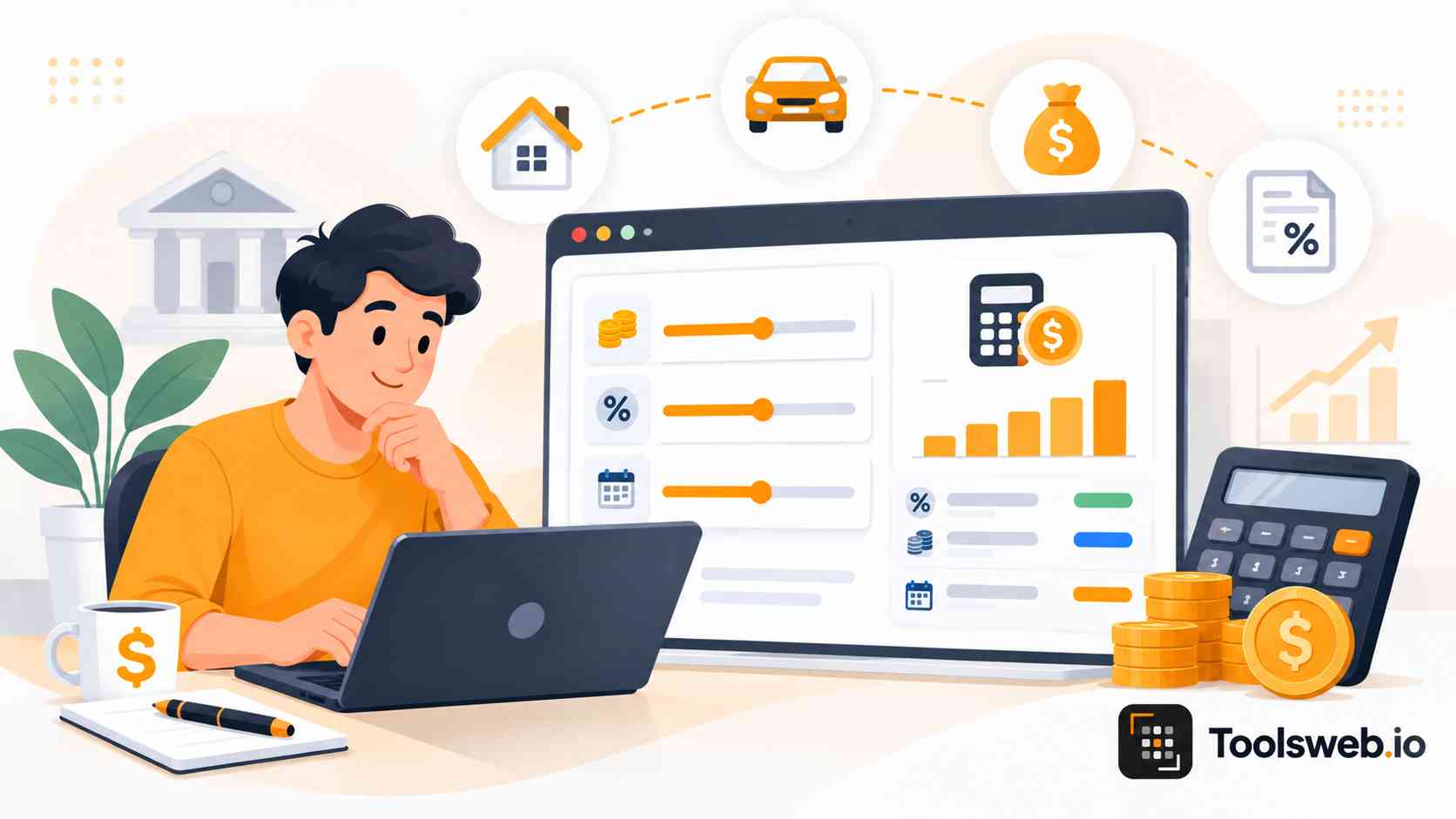 Payment Calculator for estimating loan payments, interest, and total payment costs.