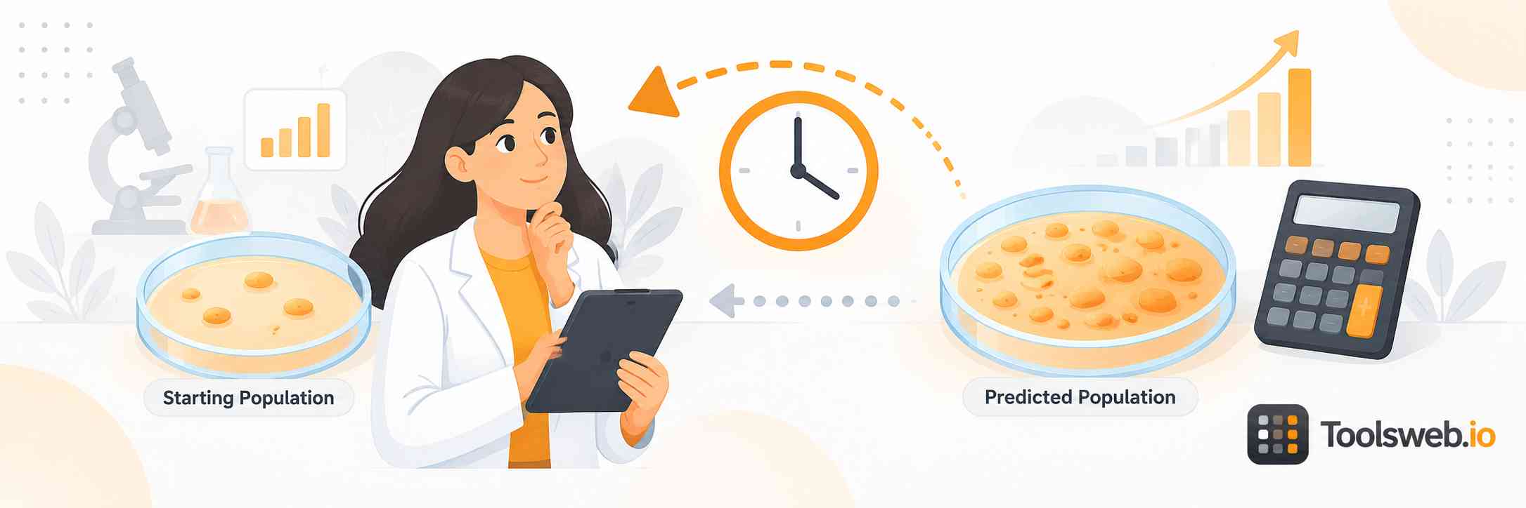 Generation Time Calculator for reverse generation time calculations using starting and predicted populations.