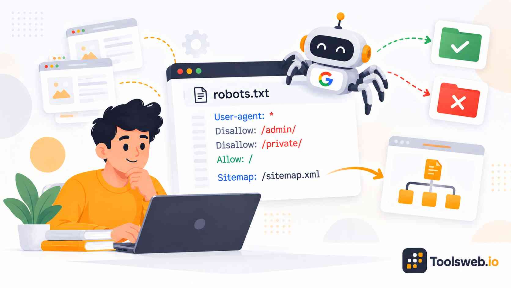Robots.txt Generator for creating rules that control search engine crawler access to website pages