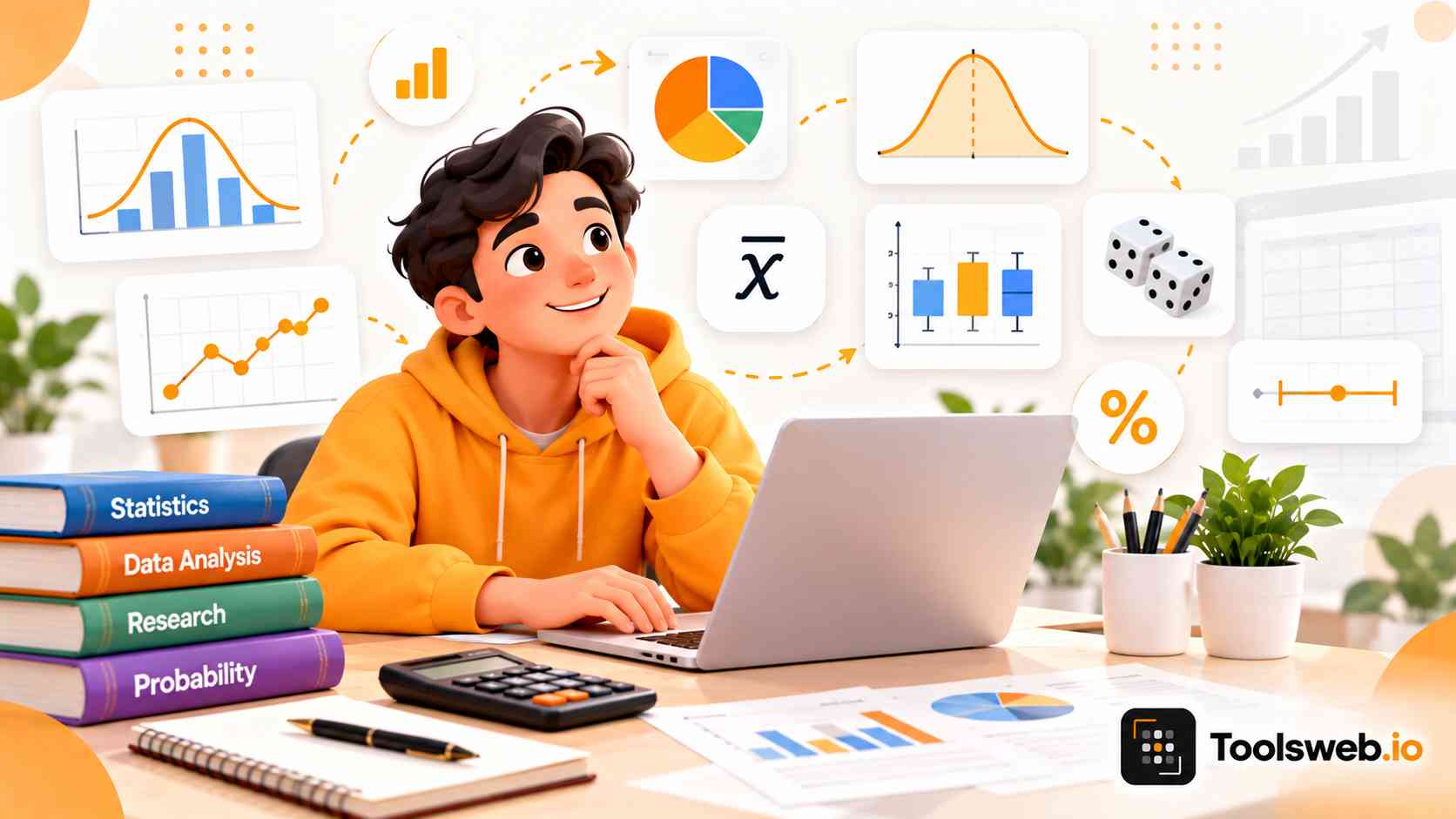 Statistics Calculators with charts, probability, mean, data analysis, distribution, and statistical formulas.